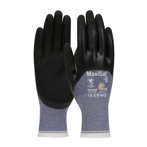 MaxiCut® Oil Seamless Knit Engineered Yarn Glove with Nitrile Coated MicroFoam Grip on Palm, Fingers & Knuckles, Small, 12 Pairs #44-505/S