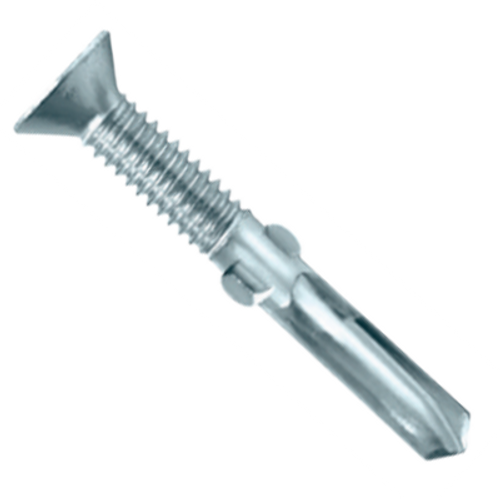 1/4"-20 x 3" Daggerz Phillips Flat Head Self Drilling Screws w/ Wings, Zinc (1,000/Bulk Pkg.) 1/4"-20 x 3" Daggerz Phillips Flat Head Self Drilling Screws w/ Wings, Zinc (1,000/Bulk Pkg.)