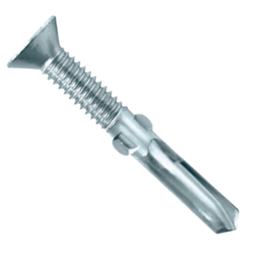 1/4"-20 x 3-1/2" Daggerz Phillips Flat Head Self Drilling Screws w/ Wings, Zinc (900/Bulk Pkg.) 1/4"-20 x 3-1/2" Daggerz Phillips Flat Head Self Drilling Screws w/ Wings, Zinc (900/Bulk Pkg.)