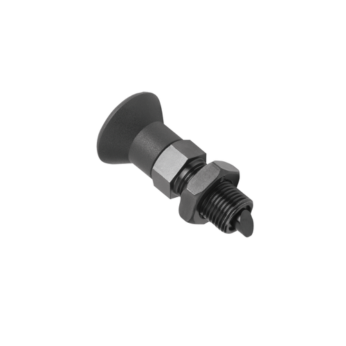 KIPP M16X1.5 Indexing Plunger w/Plastic Mushroom Grip, Size 3, Rotation Lock and Lead-In Chamfer, No Locknut, Bright Stainless Steel, (Qty. 1), K1300.023081