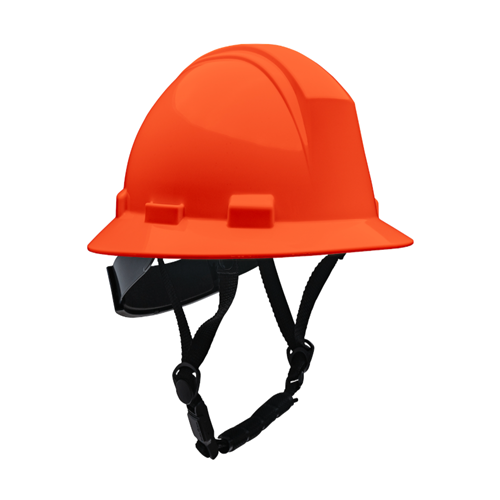 Kilimanjaro Type II Full Brim Safety Helmet with HDPE Shell, 4-Point Textile Suspension, Wheel Ratchet Adjustment and 4-Point Chinstrap, Orange, OS 280-HP642R-CH-03 (1 Each)