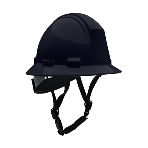 Kilimanjaro Type II Full Brim Safety Helmet with HDPE Shell, 4-Point Textile Suspension, Wheel Ratchet Adjustment and 4-Point Chinstrap, Black, OS 280-HP642R-CH-11 (1 Each)