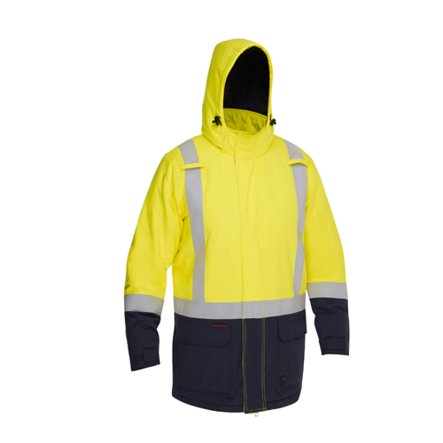 Bisley ANSI Type R Class 3 FR Two Tone Insulated Parka, Yellow/Navy, 2XL 385M8387H-YN/2X (1 Each)