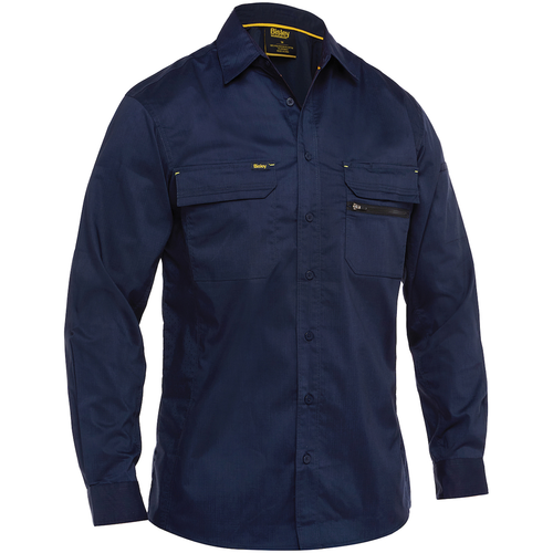 Bisley Long Sleeve Ripstop Work Shirt with X-Airflow™ Ventilation, Navy, S 400M6490-NV-S (1 Each)
