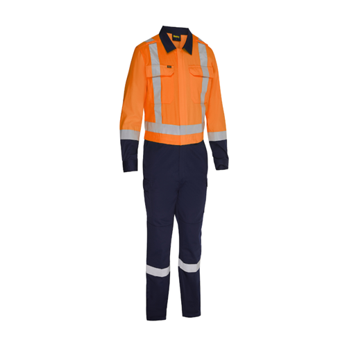 Bisley Class 3 Men's Vented Two Tone Coverall with Navy Bottom, Hi-Vis Orange, XL 314M6369H-ON/XL (1 Each)