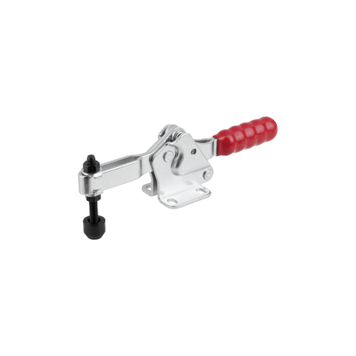 KIPP F2=6000, Toggle Clamp, Horizontal, w/Flat Foot and Adjustable Clamping Spindle, Red Plastic, Electro Zinc-Plated Steel, (Qty:1), K1241.06000 KIPP F2=6000, Toggle Clamp, Horizontal, w/Flat Foot and Adjustable Clamping Spindle, Red Plastic, Electro Zinc-Plated Steel, (Qty:1), K1241.06000