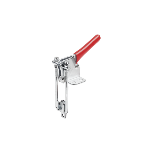 KIPP F1=2200, Latch-Action Clamp, w/Catch Plate, Vertical, Red Plastic Grip, Bright Stainless Steel, (Qty:1), K1265.12200 KIPP F1=2200, Latch-Action Clamp, w/Catch Plate, Vertical, Red Plastic Grip, Bright Stainless Steel, (Qty:1), K1265.12200