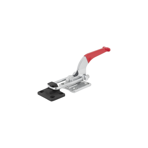 KIPP F1=30000, Heavy-Duty Latch-Action Clamp, w/Catch Plate, Horizontal, Red Plastic Grip, Electro Zinc-Plated Steel, (Qty:1), K1268.030000