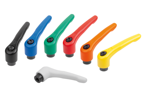 KIPP Adjustable Handles, Size 4, M10X45, External Thread, Black Oxidized Steel, Powder Coat Orange, (Qty. 1), K0752.410182X45