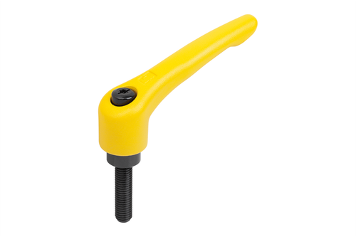 KIPP Adjustable Handles, Size 4, M10X45, External Thread, Black Oxidized Steel, Powder Coat Yellow, (Qty. 1), K0752.410183X45