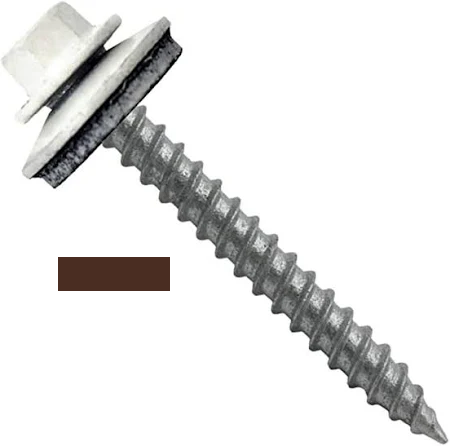 Big Timber #10 x 2" Metal Roofing Screws, 1/4" Hex, EPDM Washer, Cocoa Brown (500 per Bucket) #WB2COCOA-500