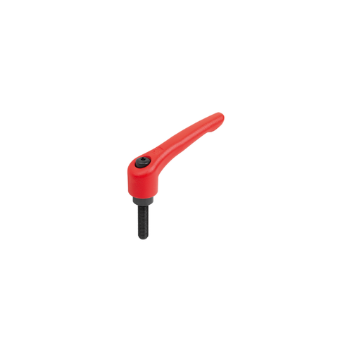 KIPP Adjustable Handles, Size 5, M12X80, External Thread, Black Oxidized Steel, Powder Coat Red, (Qty. 1), K0752.512184X80