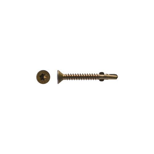 Big Timber #12 x 2" Wood-to-Steel Self Drilling Screws, T-25 Star Drive, Flat Head, Bronze (1 lb Bucket) #1FHD122