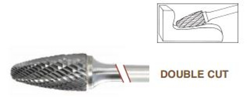 SF-1NF Tree Shape Radius Premium Carbide Burr, Double Cut, Norseman Drill #18539