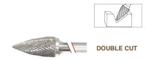 SG-42 Pointed Tree Shape, Premium Carbide Burr, Double Cut, Norseman Drill #18689
