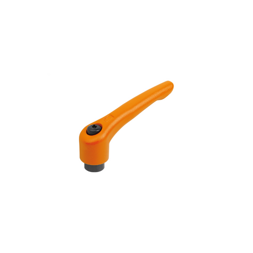 KIPP Adjustable Handles, Size 1, 1/4"-20, Internal Thread, Black Oxidized Steel, Powder Coat Orange, (Qty. 1), K0752.1A2182