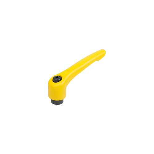 KIPP Adjustable Handles, Size 1, 1/4"-20, Internal Thread, Black Oxidized Steel, Powder Coat Yellow, (Qty. 1),K0752.1A2183