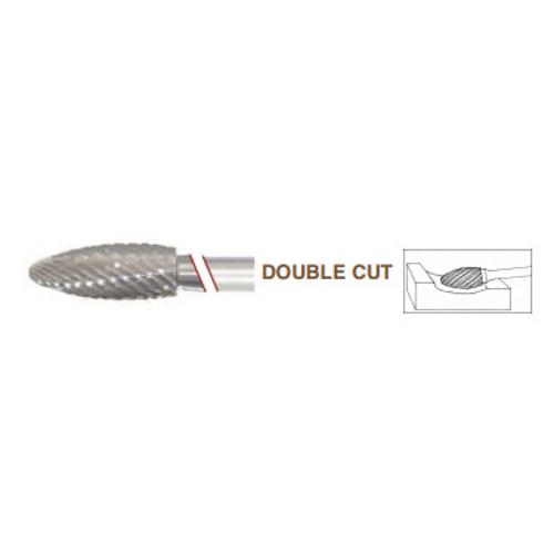 SH-1 Flame Shape, Premium Carbide Burr, Double Cut, Norseman Drill #18889