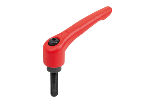 KIPP Adjustable Handles, Size 1, 10"-32X40, External Thread, Black Oxidized Steel, Powder Coat Red, (Qty. 1),K0752.1A1184X40