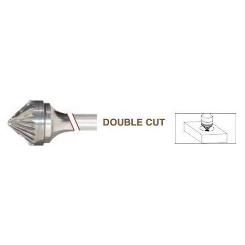 SK-6 90 degree Cone Shape Premium Carbide Burr, Double Cut, Norseman Drill #19109