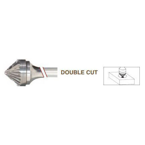 SK-7 90 degree Cone Shape Premium Carbide Burr, Double Cut, Norseman Drill #19119