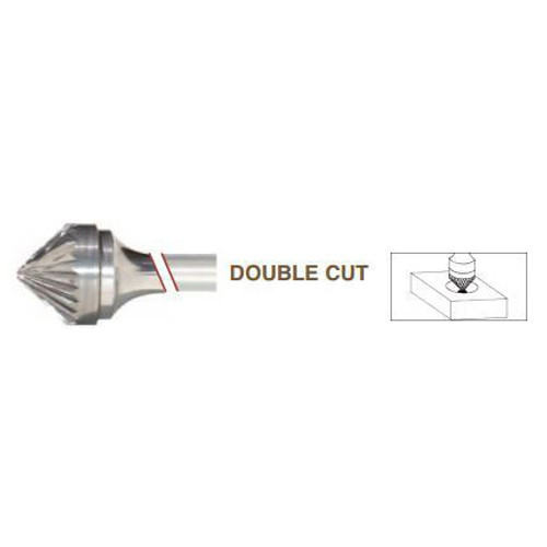 SK-9 90 degree Cone Shape Premium Carbide Burr, Double Cut, Norseman Drill #19129