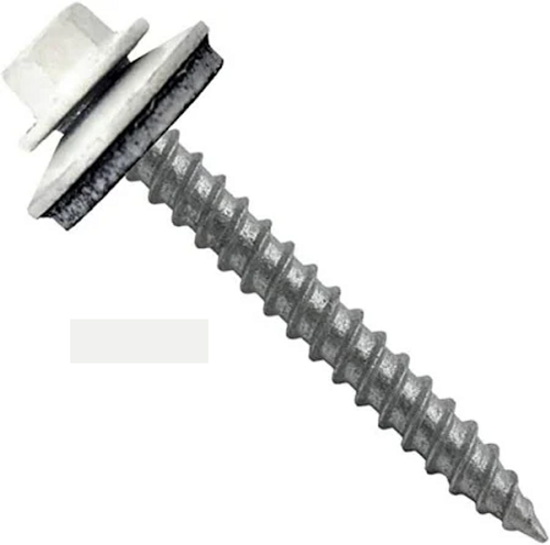 Big Timber #10 x 1" Metal Roofing Screws, 1/4" Hex, EPDM Washer, White (100 per Bucket) #WB1W-100 Big Timber #10 x 1" Metal Roofing Screws, 1/4" Hex, EPDM Washer, White (100 per Bucket) #WB1W-100