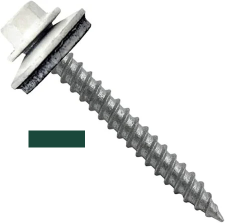Big Timber #10 x 1-1/2" Metal Roofing Screws, 1/4" Hex, EPDM Washer, Hartford Green (100 per Bucket) #WB112HG-100