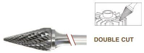 SM-6 Pointed Cone Shape, Premium Carbide Burr, Double Cut, Norseman Drill #19459