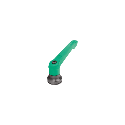KIPP M8, Size 2, Adjustable Handle w/Internal Thread and Clamping Force Intensifier, Black Oxidized Steel, Green Plastic Handle, (Qty. 1), K1597.20886