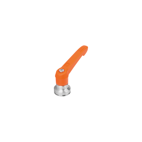 KIPP M8, Size 2, Adjustable Handle w/Internal Thread and Clamping Force Intensifier, Black Oxidized Steel, Orange Plastic Handle, (Qty. 1), K1598.2082
