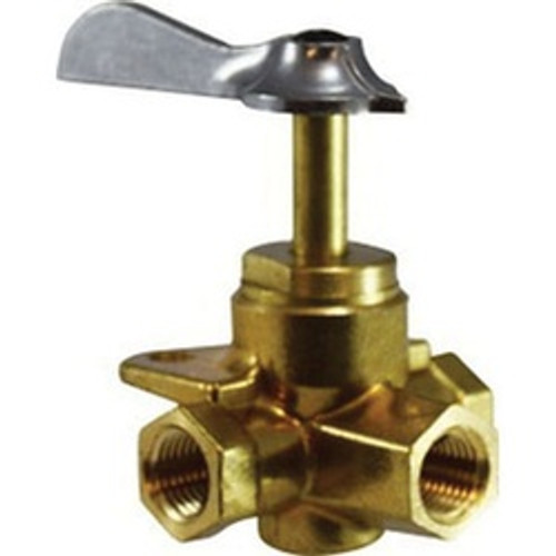 Midland Industries 46250 Solid Bottom Ball Valve with Click, 1/8 in Nominal, FPT x FPT x FPT, 3 -Port/Way (Qty. 1) Midland Industries 46250 Solid Bottom Ball Valve with Click, 1/8 in Nominal, FPT x FPT x FPT, 3 -Port/Way (Qty. 1)