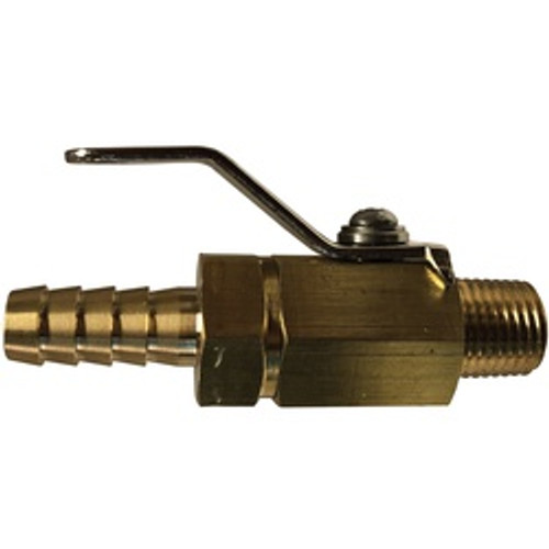 Midland Industries 46986 Miniature Ball Valve with Handle and Nut, 5/16 x 1/4 in Nominal, Hose Barbed x MIP (Qty. 1)