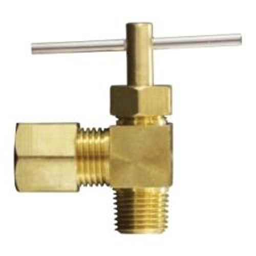 Midland Industries 46016 90 deg Needle Valve, 3/8 x 1/4 in Nominal, Compression x MPT, 150 psi Pressure (Qty. 1) Midland Industries 46016 90 deg Needle Valve, 3/8 x 1/4 in Nominal, Compression x MPT, 150 psi Pressure (Qty. 1)