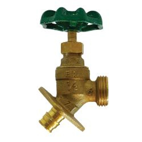 Midland Industries 942144LF Sillcock, 1/2 x 3/4 in Nominal, PEX x MHT, Cast Brass Body (Qty. 1) Midland Industries 942144LF Sillcock, 1/2 x 3/4 in Nominal, PEX x MHT, Cast Brass Body (Qty. 1)