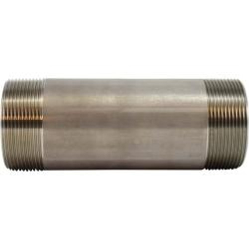 Midland Industries 48183 Welded Pipe Nipple, 2-1/2 in MPT x 2-1/2 in MPT, 4 in L, Stainless Steel, SCH 40 Schedule (Qty. 1)