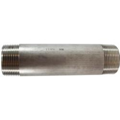 Midland Industries 49134 Welded Pipe Nipple, 1-1/4 in MPT x 1-1/4 in MPT, 11 in L, Stainless Steel, SCH 40 Schedule (Qty. 1)