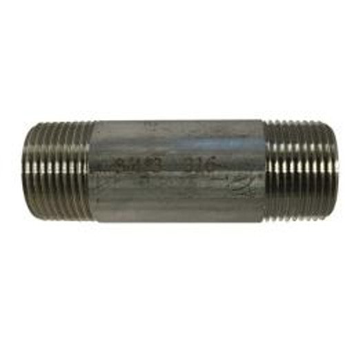 Midland Industries 49094 Welded Pipe Nipple, 3/4 in MPT x 3/4 in MPT, 10 in L, Stainless Steel, SCH 40 Schedule (Qty. 1)