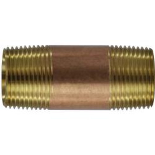 Midland Industries 40105 Seamless Pipe Nipple, 1 in MPT x 1 in MPT, 4 in, Brass (Qty. 1)