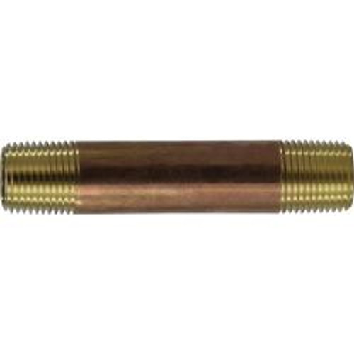 Midland Industries 40061 Seamless Pipe Nipple, 1/2 in MPT x 1/2 in MPT, 1-1/2 in, Brass (Qty. 1)