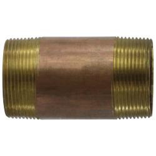 Midland Industries 40186 Seamless Pipe Nipple, 2-1/2 in MPT x 2-1/2 in MPT, 5-1/2 in, Brass (Qty. 1)