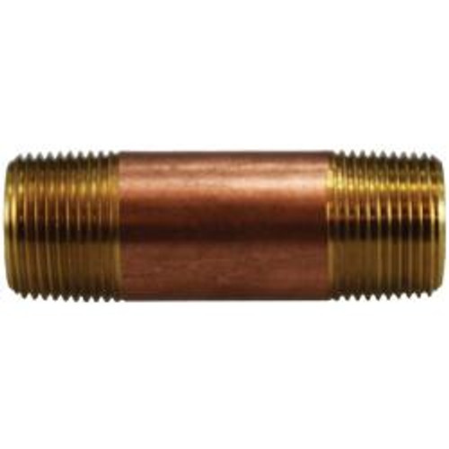 Midland Industries 40090 Seamless Pipe Nipple, 3/4 in MPT x 3/4 in MPT, 6 in, Brass (Qty. 1)