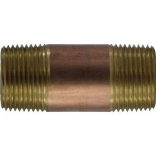 Midland Industries 42105 Nipple, 1 in MPT x 1 in MPT, 4 in, Brass (Qty. 1)