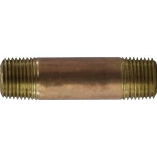 Midland Industries 42066 Nipple, 1/2 in MPT x 1/2 in MPT, 4 in, Brass (Qty. 1)