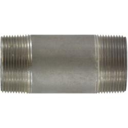 Midland Industries 52148 Seamless Pipe Nipple, 1-1/2 in MPT x 1-1/2 in MPT, 5-1/2 in L, Stainless Steel, SCH 80 Schedule (Qty. 1)