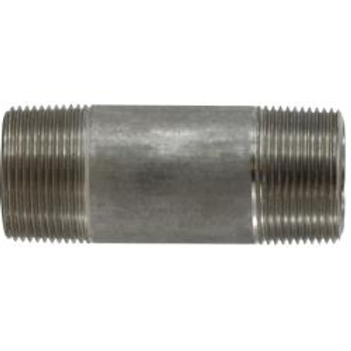 Midland Industries 51127 Seamless Pipe Nipple, 1-1/4 in MPT x 1-1/4 in MPT, 5 in L, Stainless Steel, SCH 80 Schedule (Qty. 1)