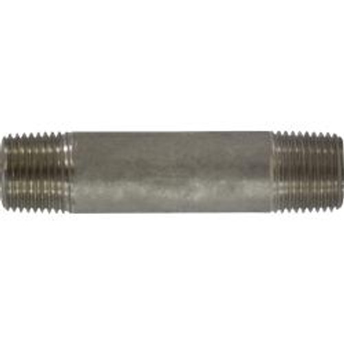 Midland Industries 52067 Seamless Pipe Nipple, 1/2 in MPT x 1/2 in MPT, 4-1/2 in L, Stainless Steel, SCH 80 Schedule (Qty. 1)