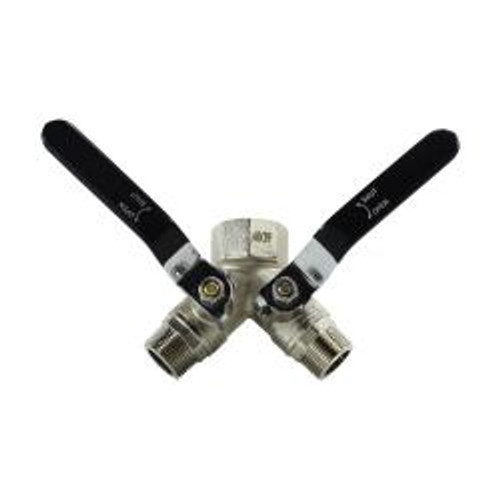 Midland Industries 947125 Wye Non-Vented Ball Valve, 1 x 3/4 in Nominal, FIP x MIP, 3-Way -Port/Way (Qty. 1) Midland Industries 947125 Wye Non-Vented Ball Valve, 1 x 3/4 in Nominal, FIP x MIP, 3-Way -Port/Way (Qty. 1)