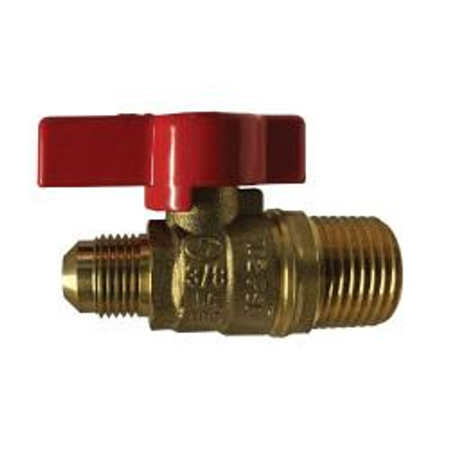 Midland Industries 943347 Gas Ball Valve, 1/2 x 3/8 in Nominal, MIP x Flared, 125 psi Pressure, Brass Body (Qty. 1)