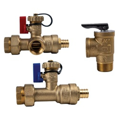 Midland Industries 945722 Tankless Water Heater Valve Kit, 3/4 in, FNPT x PEX Clamp, Lead-Free Brass, 125 psi (Qty. 1) Midland Industries 945722 Tankless Water Heater Valve Kit, 3/4 in, FNPT x PEX Clamp, Lead-Free Brass, 125 psi (Qty. 1)